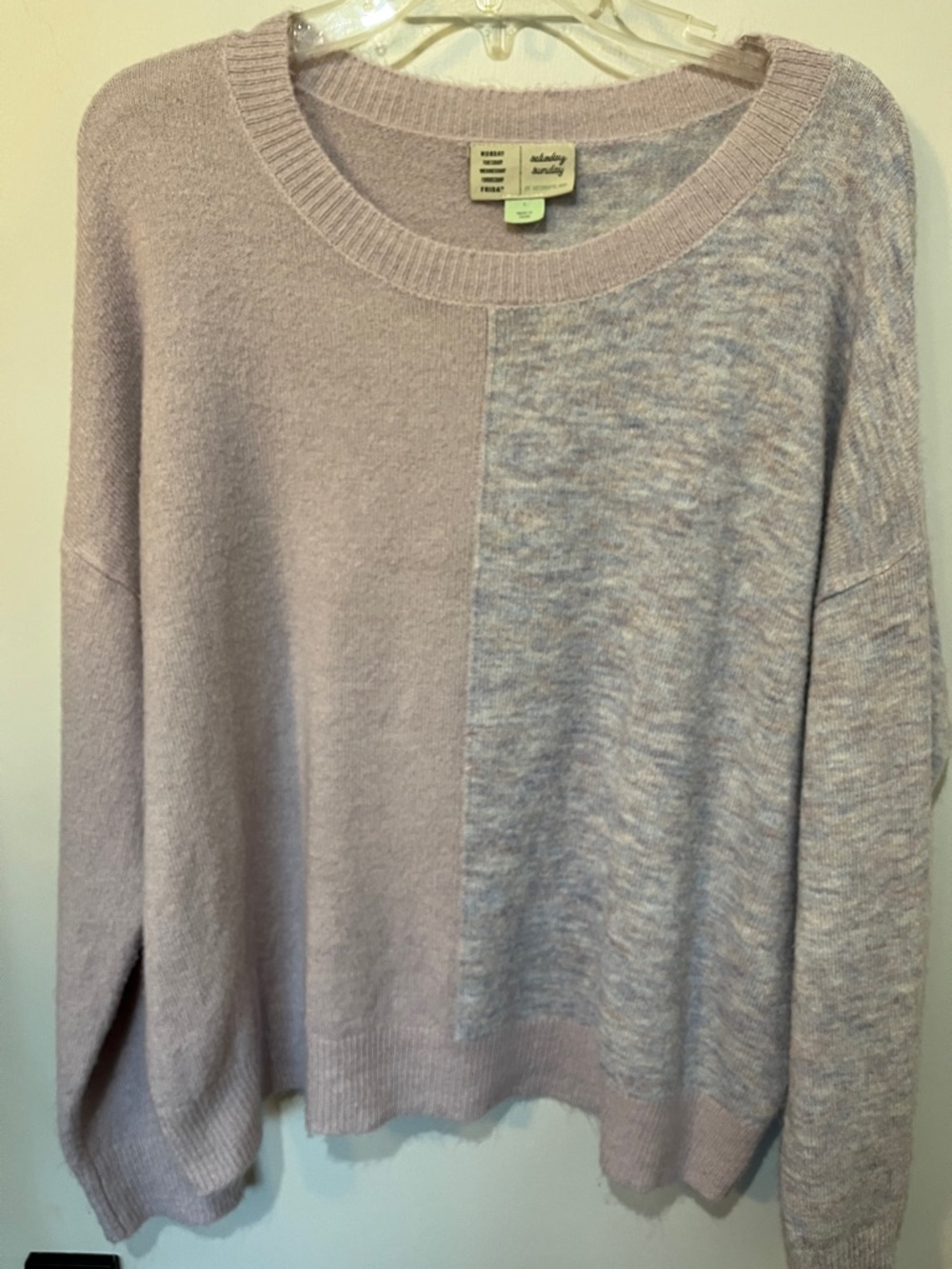 Saturday Sunday by Anthropology Lavender Two-Tone Crewneck Sweater